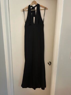 Windsor Black Halter Maxi Dress with Back Tie